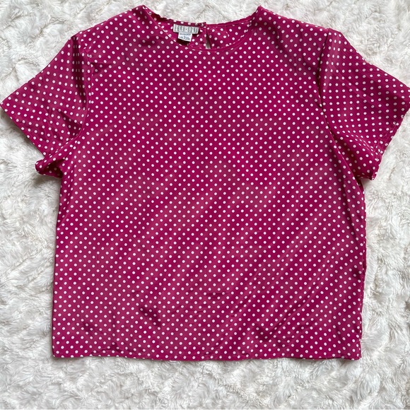 Vintage 90s Hana Sung Pink and White Polka Dot Top - Picture 6 of 13